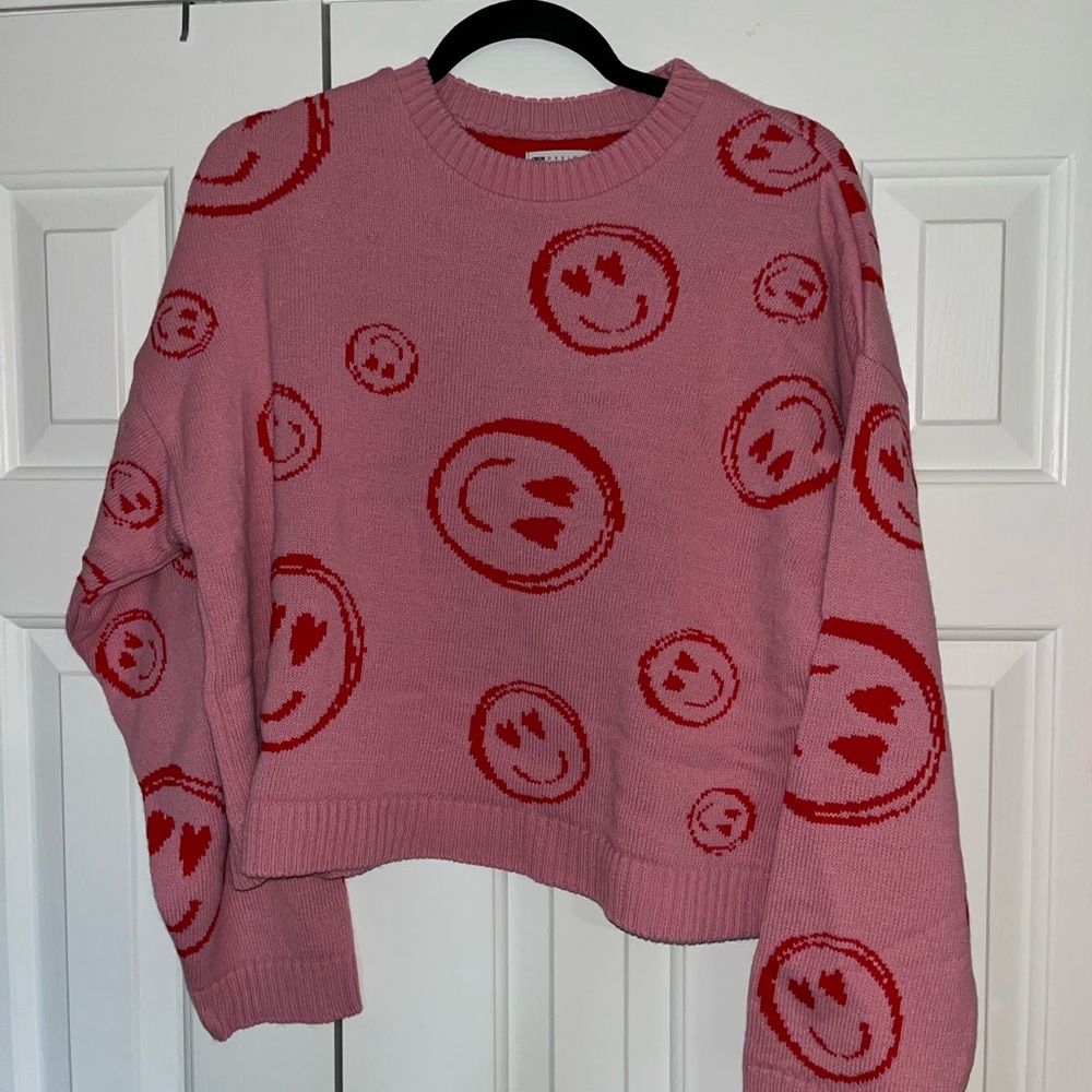 ASOS Design Pink Smiley Face Sweater Women’s Medium
